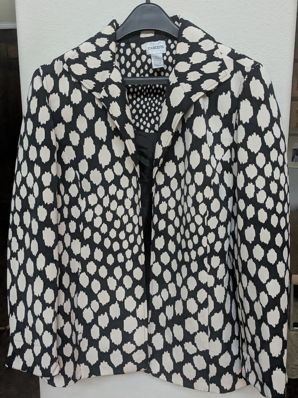 Chico's Black and White Dot-Print Blazer
